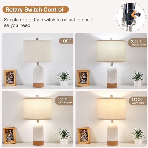 GyroVu Small Table Lamps Set of 2, Bedside Lamp for Bedroom, 21.5" Nightstand Ceramic Desk Lamp for Kids Room, Living Room, Dorm, Reading, Home Office, Bulbs Included - Image 4