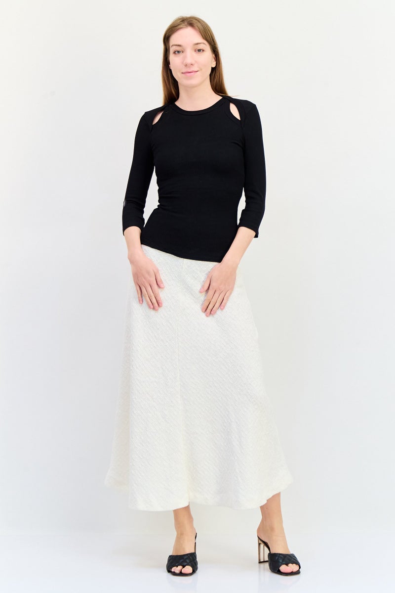 SALSA Women Round Neck Ribbed Long Sleeves Top, Black - Image 4