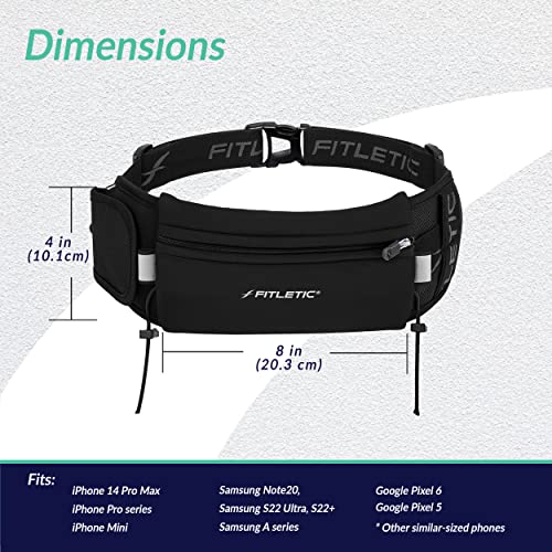 Fitletic Running Belt with Side Pocket, Loops for Energy Gels, Race Bib Number Holder. Waist Pack Water Resistant Phone Holder. Model Ultimate II - Image 2