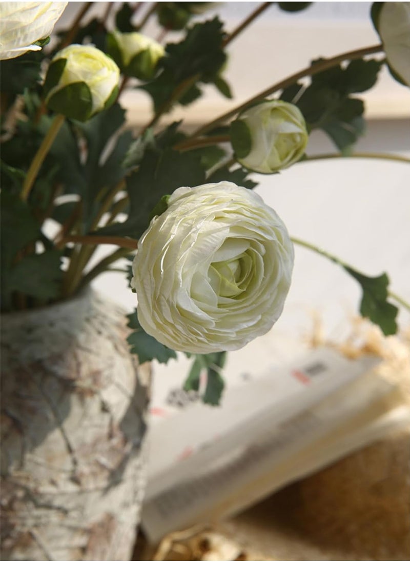 ليموس زهور حوذان اصطناعية (لا تشمل المزهرية) ٦ باقات من زهور الحرير زينة حوذان فارسي تنسيق زهور  - Image 4
