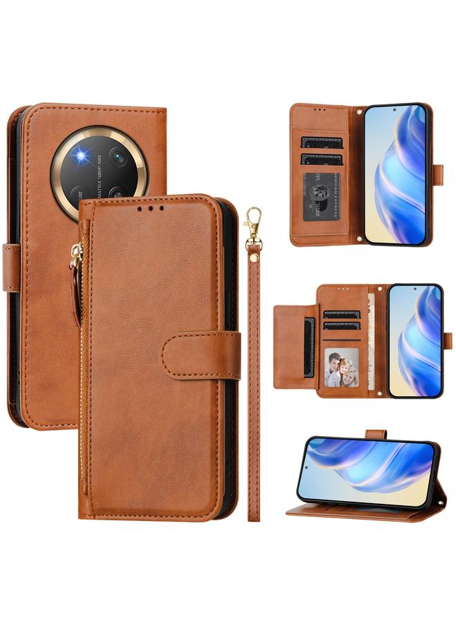 اس-توب جراب هاتف Honor X9c Global متعدد الفتحات للبطاقات مع محفظة جلدية بسحاب - Image 1