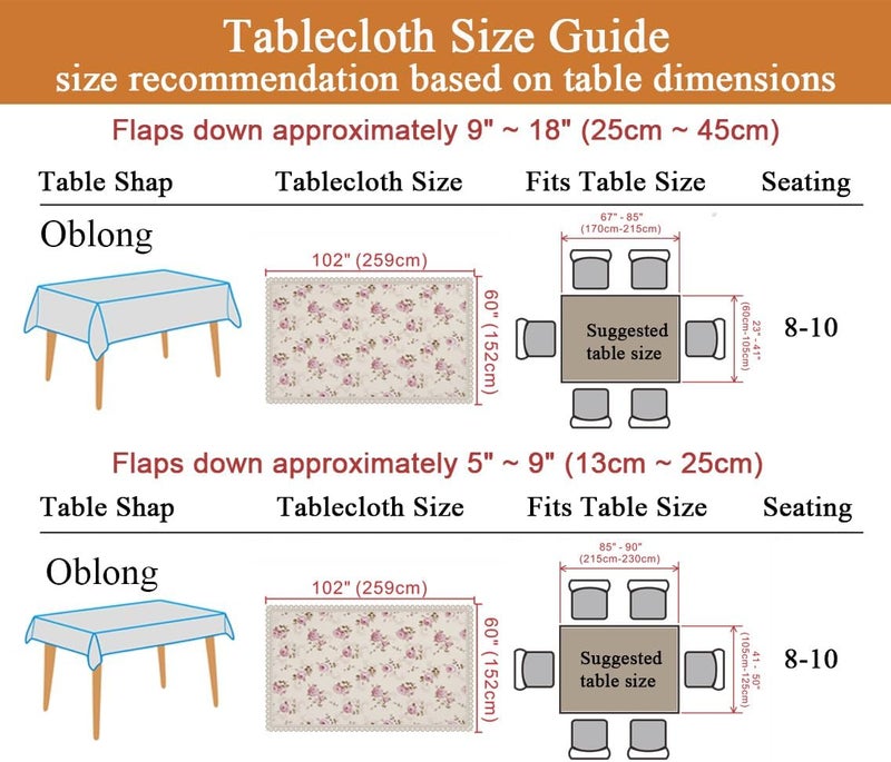 YEESSION Floral Print Rectangle Tablecloth 60 x 102 Inch Stain Resistant and Waterproof Wine Table Cover for Kitchen Dining Indoor Outdoor Buffet Tabletop Decoration (Beige) - Image 3