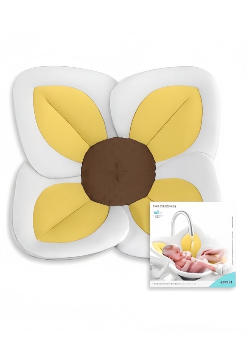 شور حوض استحمام مريح لمقعد استحمام الطفل على شكل زهرة (4 بتلات) - مثالي للأطفال من 0 إلى 6 أشهر - يناسب جميع الأحواض - Image 1