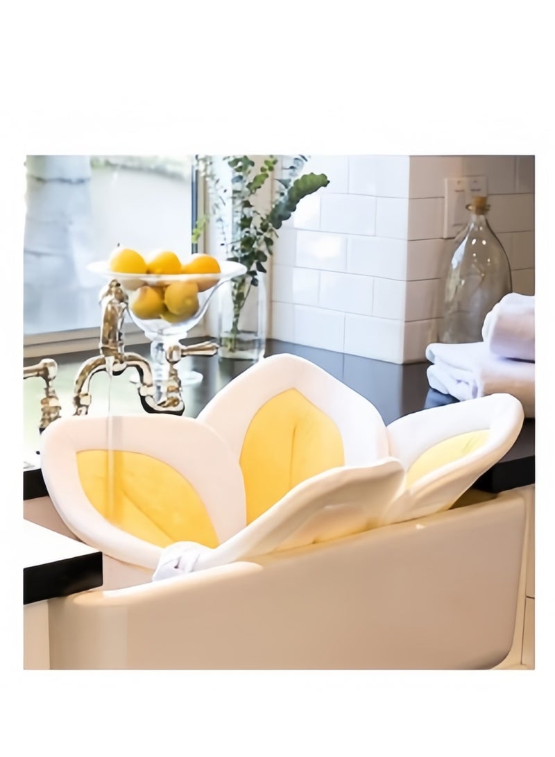 شور حوض استحمام مريح لمقعد استحمام الطفل على شكل زهرة (4 بتلات) - مثالي للأطفال من 0 إلى 6 أشهر - يناسب جميع الأحواض - Image 4