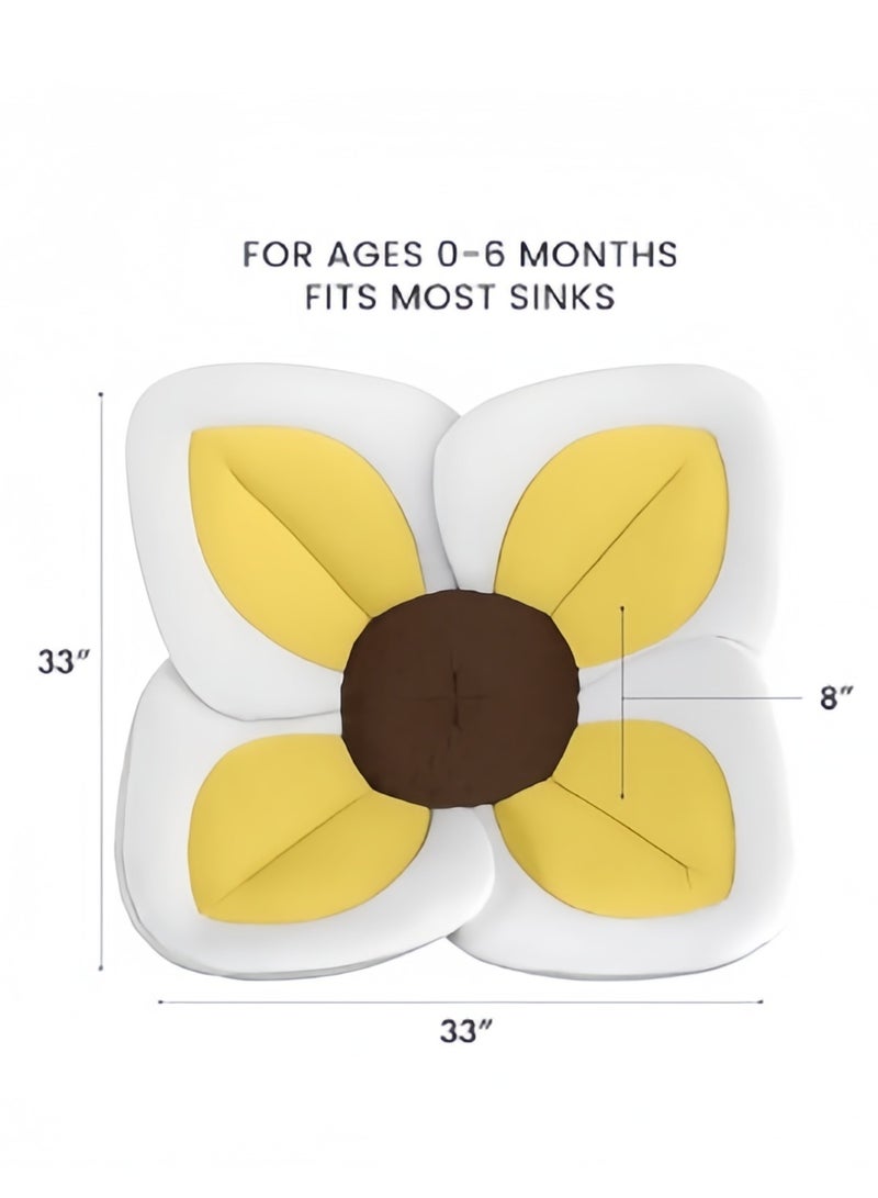 شور حوض استحمام مريح لمقعد استحمام الطفل على شكل زهرة (4 بتلات) - مثالي للأطفال من 0 إلى 6 أشهر - يناسب جميع الأحواض - Image 3