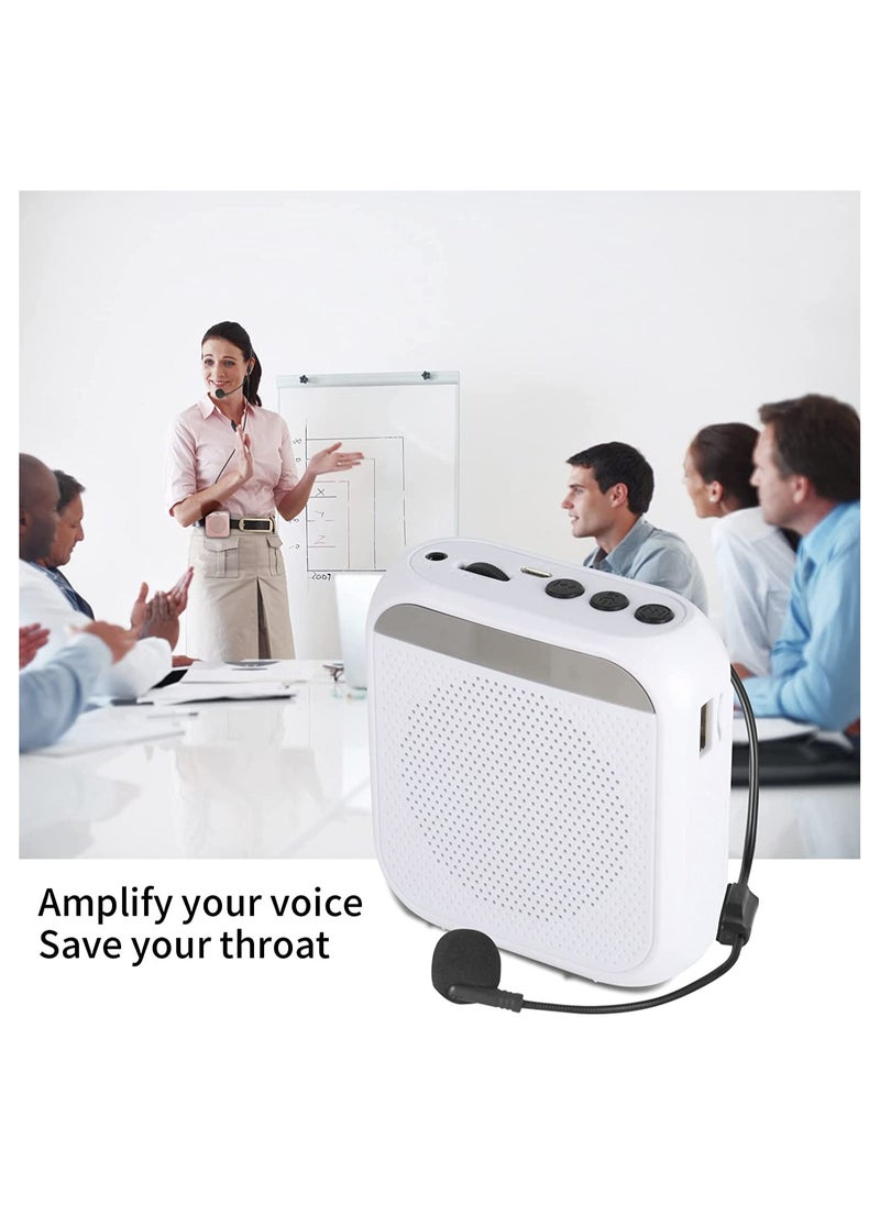 Excefore - Voice Amplifier with Wired Microphone Headset Portable Rechargeable PA System Speaker Personal Microphone Speech Amplifier Loudspeaker for Teachers Tour Guides/Coaches Metting/Yoga/Fitness (White) - Image 1