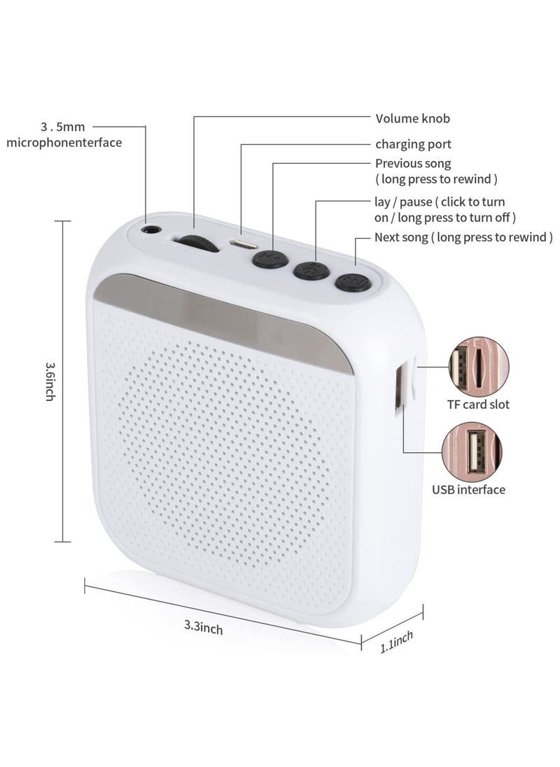 Excefore - Voice Amplifier with Wired Microphone Headset Portable Rechargeable PA System Speaker Personal Microphone Speech Amplifier Loudspeaker for Teachers Tour Guides/Coaches Metting/Yoga/Fitness (White) - Image 1
