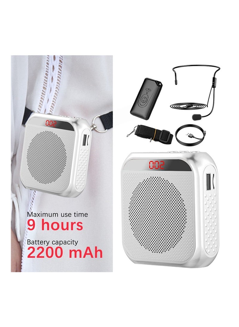 Excefore - Voice Amplifier with Wired Microphone Headset Portable Rechargeable PA System Speaker Personal Microphone Speech Amplifier Loudspeaker for Teachers Tour Guides/Coaches Metting/Yoga/Fitness (White) - Image 1