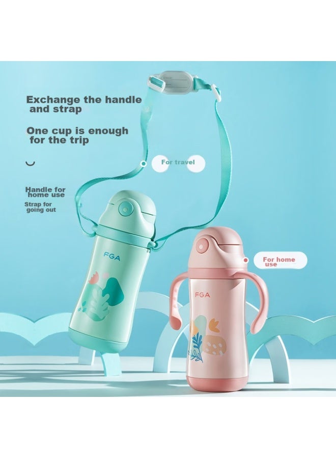 Fga Fuguang Children's Insulated Cup, Kindergarten Baby Straw Cup, 316 Stainless Steel Handle Water Bottle, Blue - Image 2