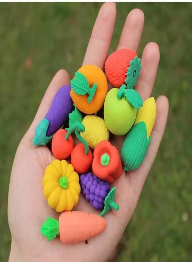 YOOKO® (16 Pcs) Fancy Fruit & Vegetable Shape Eraser for Kids| Pencil Eraser for Girls Boys| Best for Birthday Return Gift (Assorted Design & Color) - Image 1