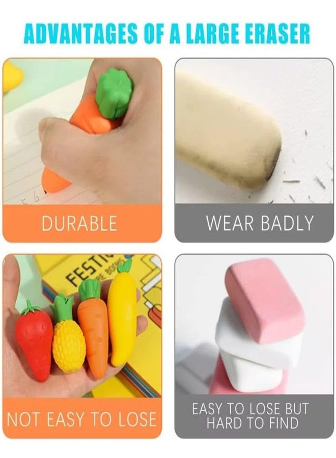 YOOKO® (16 Pcs) Fancy Fruit & Vegetable Shape Eraser for Kids| Pencil Eraser for Girls Boys| Best for Birthday Return Gift (Assorted Design & Color) - Image 4