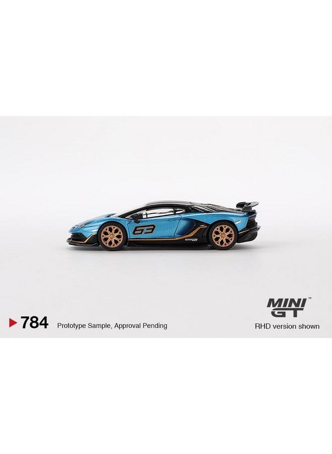 Diecast Collectibles Model Car Compatible with Mini GT 1:64 Lamborghini Aventador SVJ 63 Blu Aegir Limited Edition MGT00784 - Image 5
