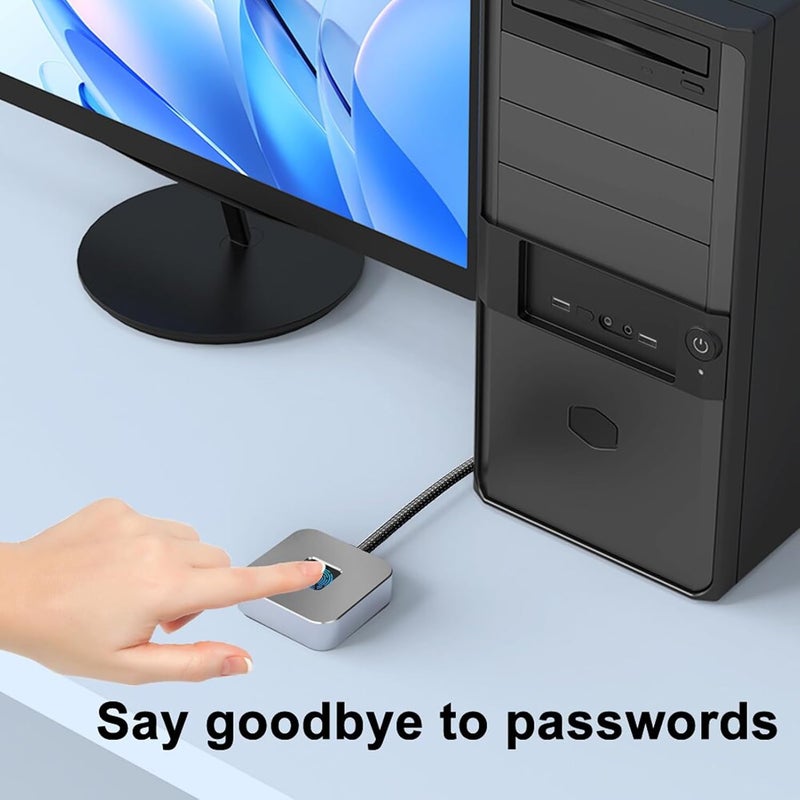 جودة تقاوم استخدام متنوع قارئ بصمات USB من LICAEVEY لأجهزة الكمبيوتر المحمولة، ماسح بصمات بيومتري، تعرف سريع بزاوية 360 درجة، متوافق مع ويندوز 10/11 Hello، بمنفذ USB A 3.0 وType C (فضي) - Image 4
