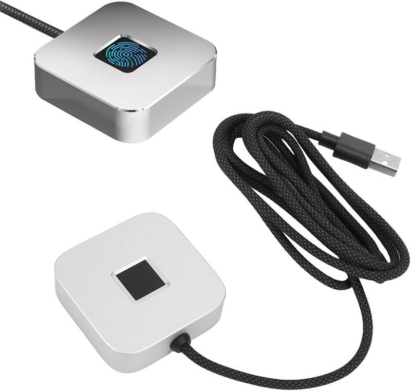 جودة تقاوم استخدام متنوع قارئ بصمات USB من LICAEVEY لأجهزة الكمبيوتر المحمولة، ماسح بصمات بيومتري، تعرف سريع بزاوية 360 درجة، متوافق مع ويندوز 10/11 Hello، بمنفذ USB A 3.0 وType C (فضي) - Image 1