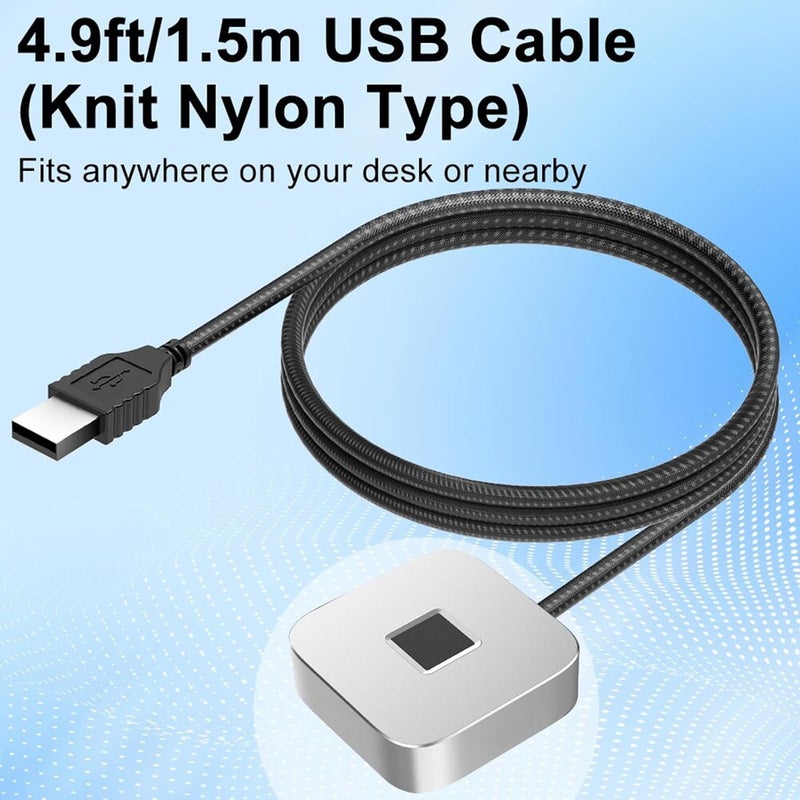 جودة تقاوم استخدام متنوع قارئ بصمات USB من LICAEVEY لأجهزة الكمبيوتر المحمولة، ماسح بصمات بيومتري، تعرف سريع بزاوية 360 درجة، متوافق مع ويندوز 10/11 Hello، بمنفذ USB A 3.0 وType C (فضي) - Image 2