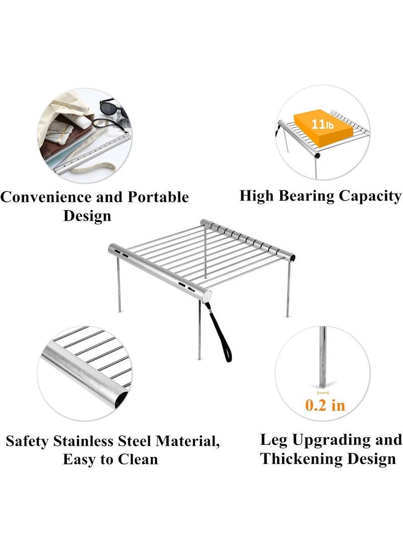 Abhsant Abhsant BBQ Grill Rack Stainless Steel Folding Charcoal BBQ Rack Portable Simple Barbeque Grill Rack 12 inch for Outdoor Grill Camping Cooking Picnics  - Image 2