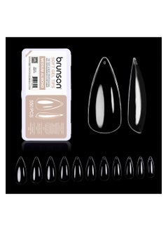 brunson Soft Gel Tips Medium Almond Glossy Thin C Curve Clear Nail Tips 550pcs Fully Covered  - Image 1