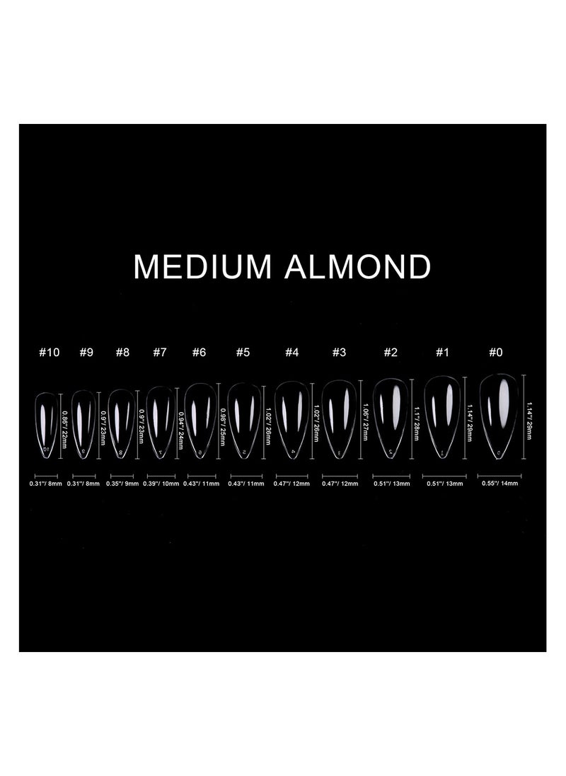 brunson Soft Gel Tips Medium Almond Glossy Thin C Curve Clear Nail Tips 550pcs Fully Covered  - Image 5