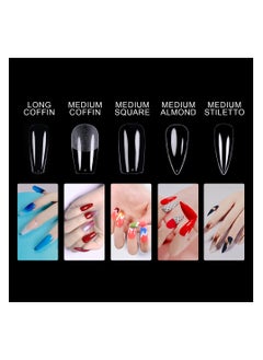 brunson Soft Gel Tips Medium Almond Glossy Thin C Curve Clear Nail Tips 550pcs Fully Covered  - Image 2