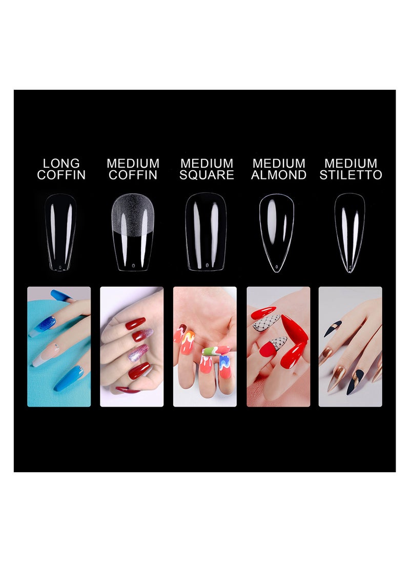 brunson Soft Gel Tips Medium Almond Glossy Thin C Curve Clear Nail Tips 550pcs Fully Covered  - Image 2