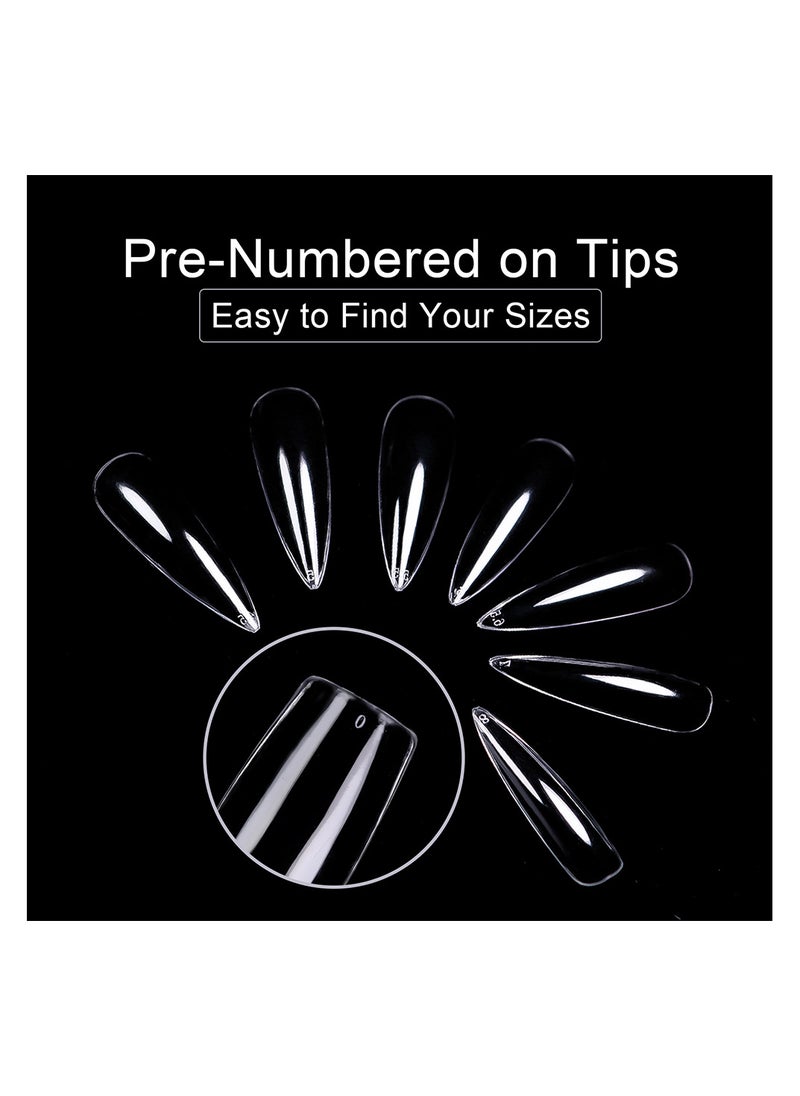 brunson Soft Gel Tips Medium Almond Glossy Thin C Curve Clear Nail Tips 550pcs Fully Covered  - Image 3