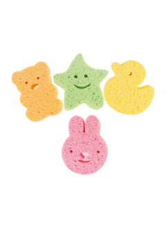4 Pcs Baby Bath Sponges Cute Shower Sponges in Different Shapes Soft Absorbent Natural Wood Pulp Bathing Cotton for Kids Infant