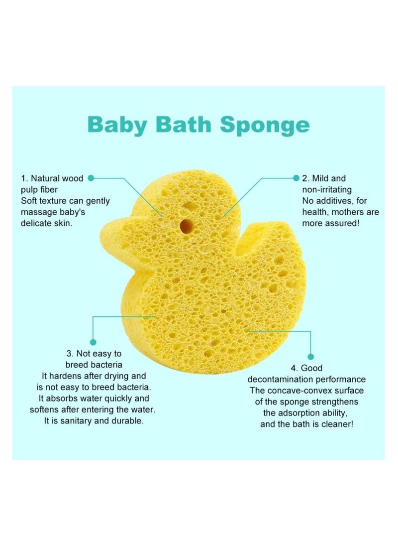 RATSAW - 4 Pcs Baby Bath Sponges Cute Shower Sponges in Different Shapes Soft Absorbent Natural Wood Pulp Bathing Cotton for Kids Infant - Image 1