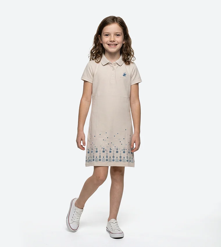 BEVERLY HILLS POLO CLUB Bhpc Kids Beige Mid Dress