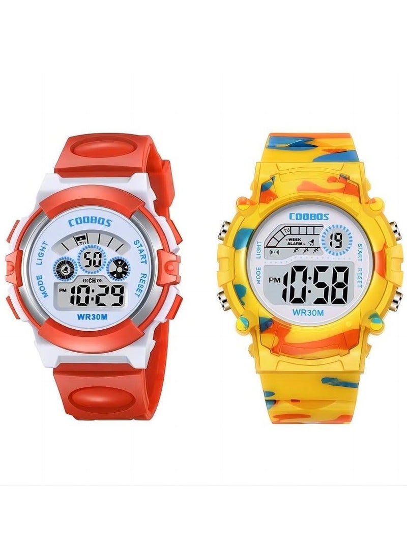 COOBOS 4PCS Children's Waterproof Rubber Digital Watch - Image 3