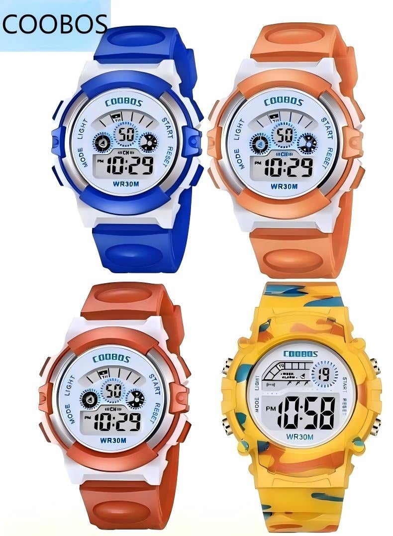COOBOS 4PCS Children's Waterproof Rubber Digital Watch - Image 1