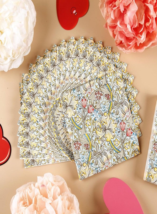 Quera 50 Pack William Morris Cocktail Napkins Golden Lily White Paper Napkins Beverage Napkins Disposable Paper Party Napkin Pack Decoration 5 "X 5" - Image 3