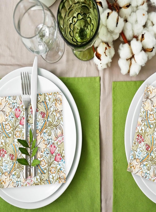 Quera 50 Pack William Morris Cocktail Napkins Golden Lily White Paper Napkins Beverage Napkins Disposable Paper Party Napkin Pack Decoration 5 "X 5" - Image 4