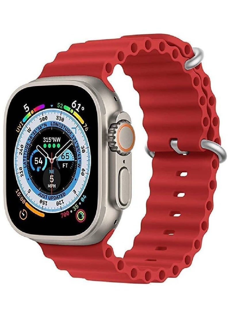 GENNEXT - Sport New Silicone Band Compatible with Smart Watch Ultra Ocean 42/44/45/49mm Strap for iWatch Series Ultra 8 7 6 5 SE Red - Image 1