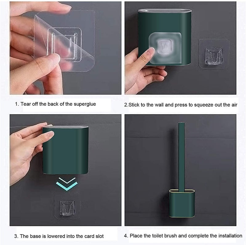 BEYOND BASIC Silicone Water Drop Toilet Brush and Holder Set, Wall Mounted Deep Cleaning Toilet Bowl Brush for Bathroom Toilet Brush and Holder Set (1) - Image 2
