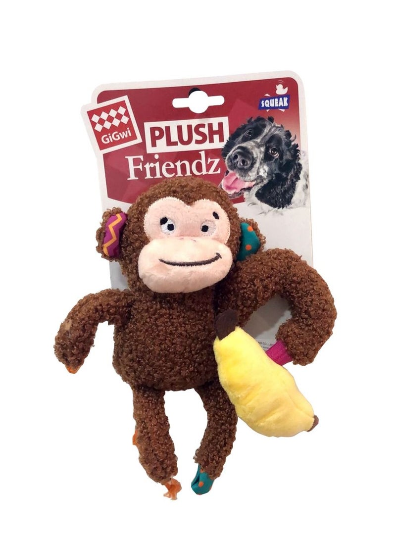 Plush Friends Monkey with Squeaker and Crinkle Multicolor S and M