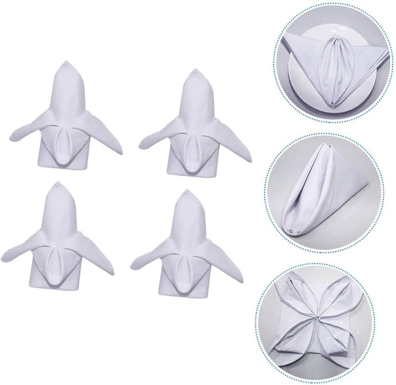 White Cotton Cloth Napkins 4 Pack Thick Washable for Dining Weddings Restaurants - Image 5
