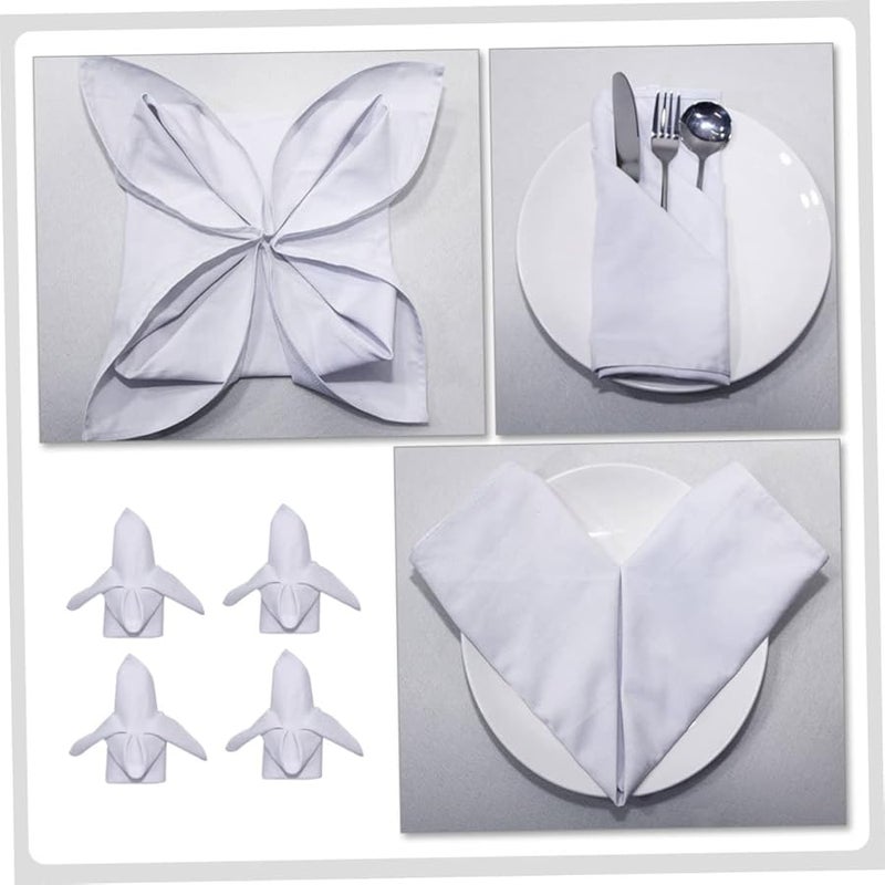 White Cotton Cloth Napkins 4 Pack Thick Washable for Dining Weddings Restaurants - Image 4
