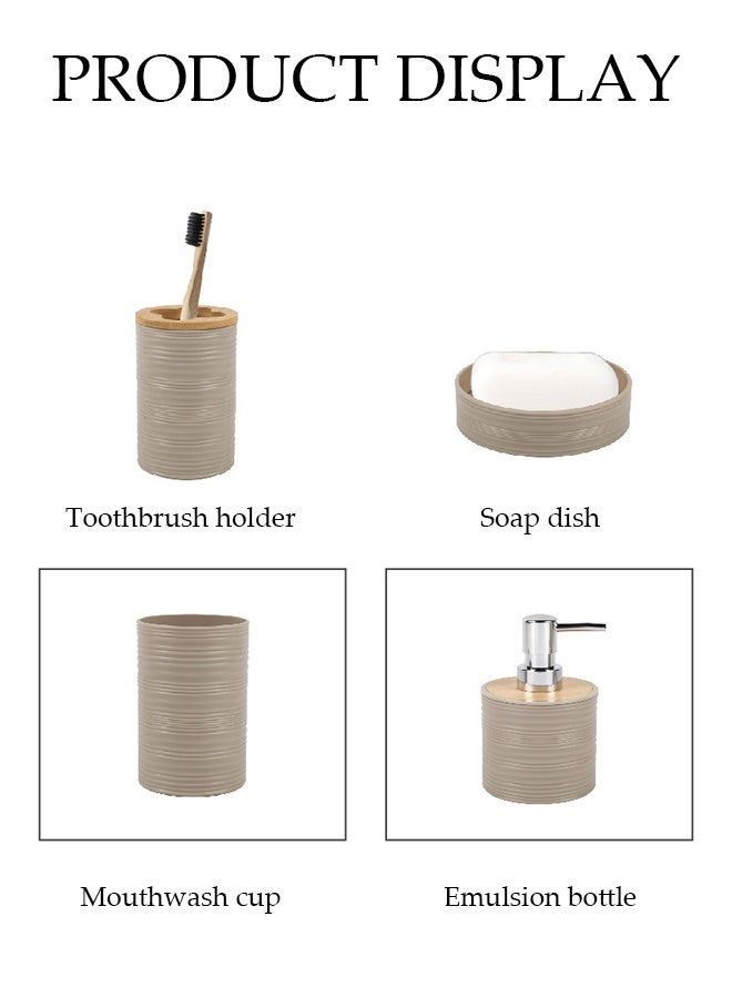 DUNISO 4 Pieces of Bathroom Accessories Set, Household Toiletries Set, Bathroom Storage Set,Sturdy and Durable，with Soap Dish, Mouthwash Cup, Lotion Bottle, Toothbrush Holder,Suitable for Family and Travel Use - Image 4