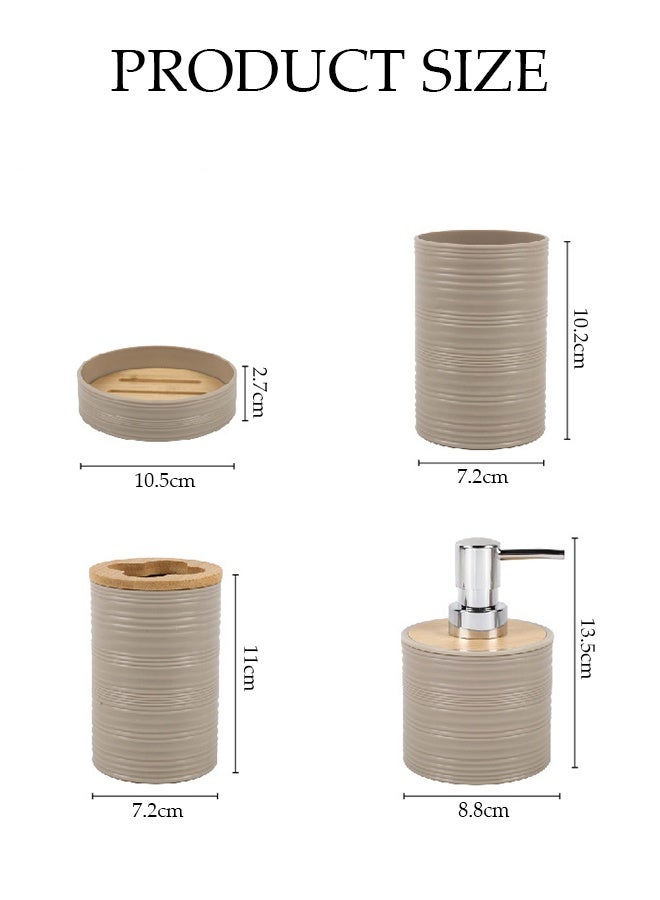 DUNISO 4 Pieces of Bathroom Accessories Set, Household Toiletries Set, Bathroom Storage Set,Sturdy and Durable，with Soap Dish, Mouthwash Cup, Lotion Bottle, Toothbrush Holder,Suitable for Family and Travel Use - Image 2