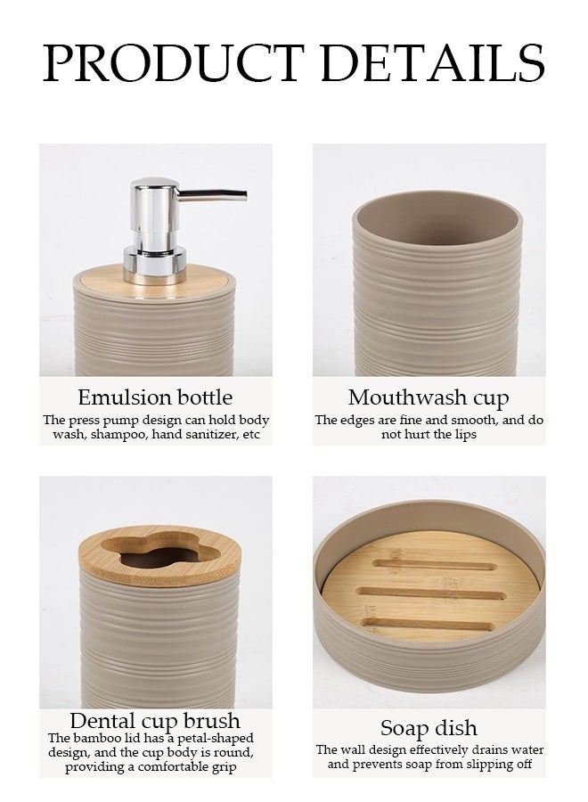 DUNISO 4 Pieces of Bathroom Accessories Set, Household Toiletries Set, Bathroom Storage Set,Sturdy and Durable，with Soap Dish, Mouthwash Cup, Lotion Bottle, Toothbrush Holder,Suitable for Family and Travel Use - Image 3