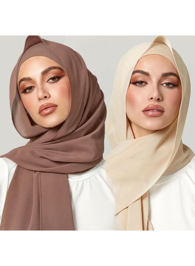 وشاح شيفون خفيف الوزن من دوجليل للنساء، رمادي لافندر #014، 200 × 70 سم، قماش إندونيسي - Image 4