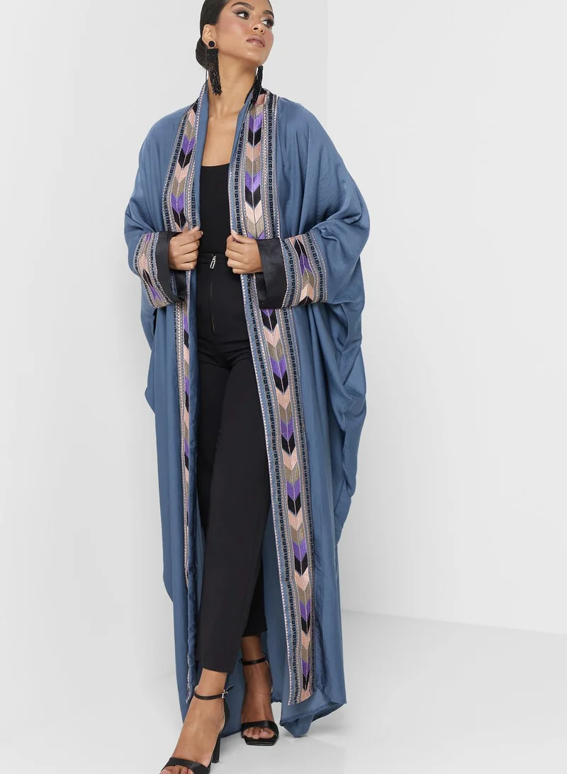 hayas closet Tiered Embroidered Abaya