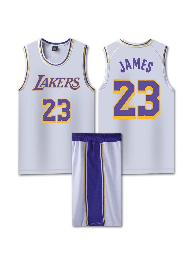 KUYING Lakers Jersey Basketball Jersey Adult Children's Set 