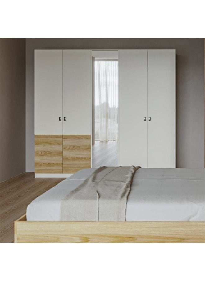 DANUBE HOME Sacramento 5 Door Wardrobe With Mirror - Beige / Oak  - Image 3
