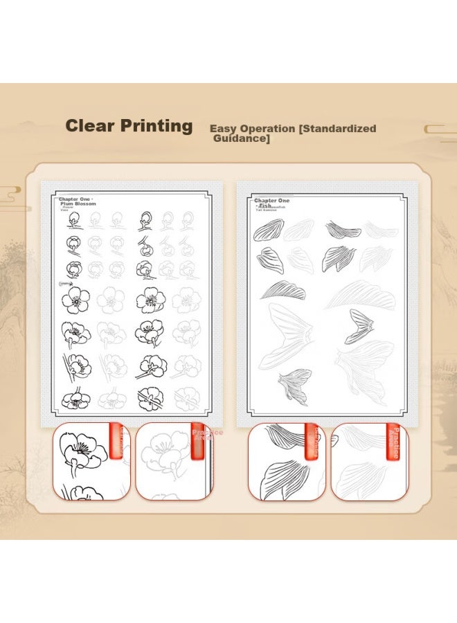 Deyue Chinese Painting White Drawing Beginner Set Of Two Pieces： Animals And Figures Edition, Tracing Book For Chinese Painting And Calligraphy For Beginners - Image 4