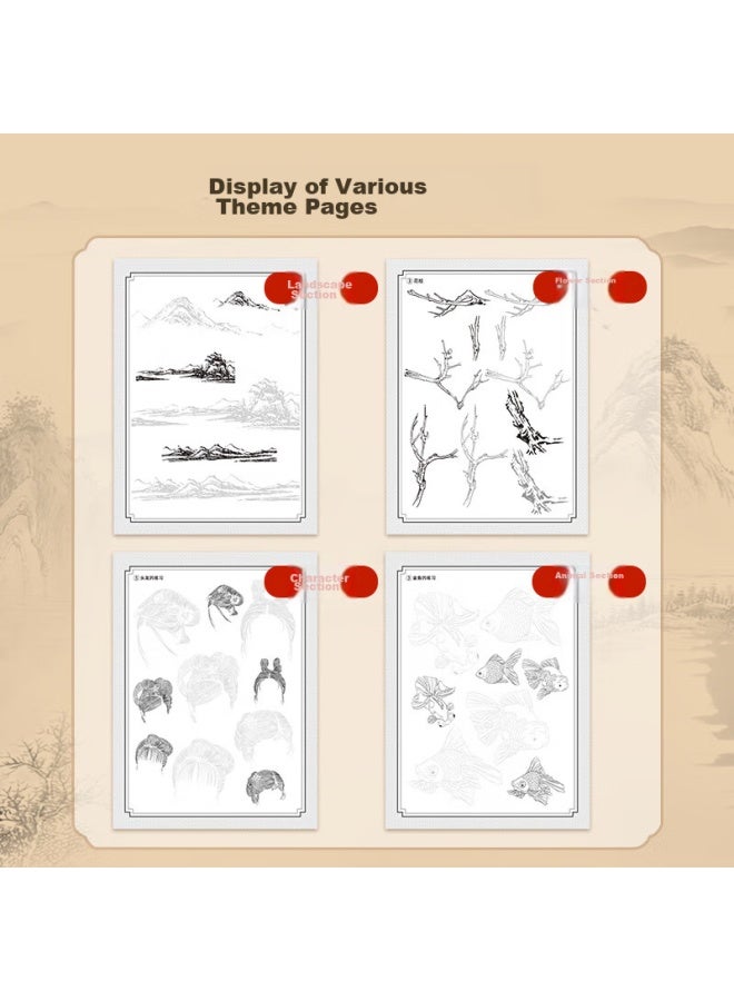 Deyue Chinese Painting White Drawing Beginner Set Of Two Pieces： Animals And Figures Edition, Tracing Book For Chinese Painting And Calligraphy For Beginners - Image 2