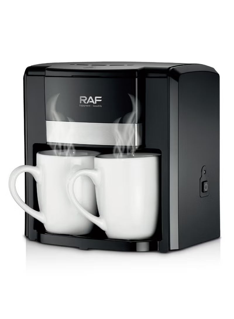 آر إيه أف ماكينة قهوة صغيرة شبه أوتوماتيكية منزلية ماكينة قهوة أمريكية بتنقيط مزدوج الكأس وعاء موكا أوتوماتيكي - Image 1