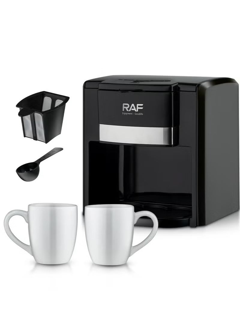 آر إيه أف ماكينة قهوة صغيرة شبه أوتوماتيكية منزلية ماكينة قهوة أمريكية بتنقيط مزدوج الكأس وعاء موكا أوتوماتيكي - Image 2