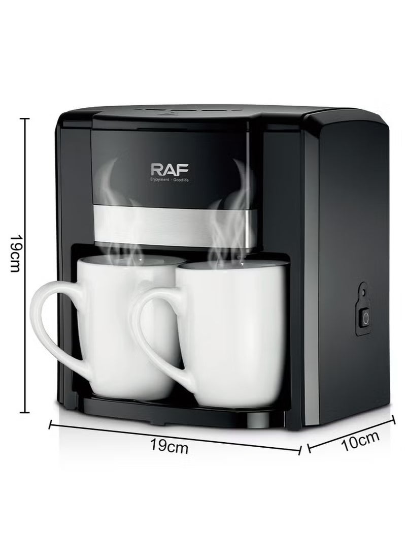 آر إيه أف ماكينة قهوة صغيرة شبه أوتوماتيكية منزلية ماكينة قهوة أمريكية بتنقيط مزدوج الكأس وعاء موكا أوتوماتيكي - Image 4