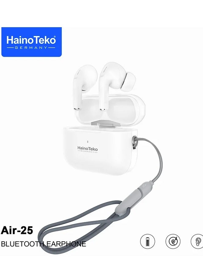 Haino Teko Haino Teko Wireless AIR-25 In-Ear Bluetooth Earphone Free Cover With Hook Original Quality Compatible For IOS And Androids WHITE - Image 2